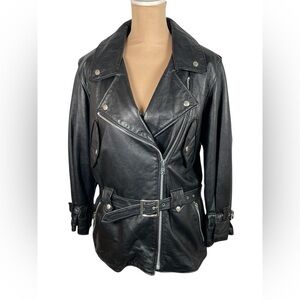 Schott NYC 90’s Women’s Vintage LEATHER BIKER LONG JACKET SIZE:10